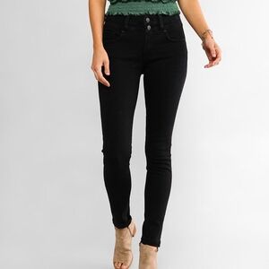 Buckle Black Skinny Jeans High-Waisted Stretch